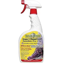 Green Armor Insect Repellent Permethrin RTU, Trigger Spray, 32 Ounce