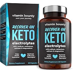 Recover On Keto Electrolytes Capsules, Sugar Free Hydration, Boost Energy with Magnesium, Potassium, Sodium, Calcium, Ketogenic Carb and Sugar Free Workout Recovery, 60 Electrolyte Capsules