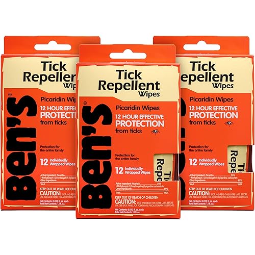 Ben's Tick Repellent Wipes, 12 Count Pack of 3