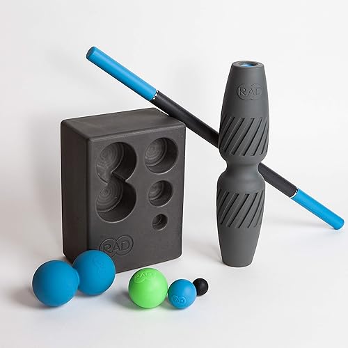 RAD All in Kit I Myofascial Release Tool Kit with Block, Massage Balls, Peanut Roller, Massage Stick and Foam Roller for Self Massage, Mobility and Recovery