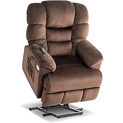 MCombo Dual Motor Power Lift Recliner Chair with Power Headrest for Elderly People, Infinite Position, Extended Footrest, Fabric 7630 Medium, Brown