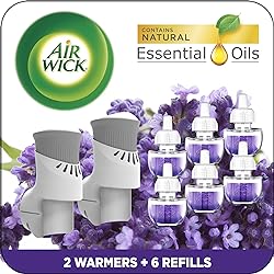 Air Wick plug in Scented Oil Starter Kit, 2 Warmers 6 Refills, Lavender & Chamomile, Eco friendly, Essential Oils, Air Freshener