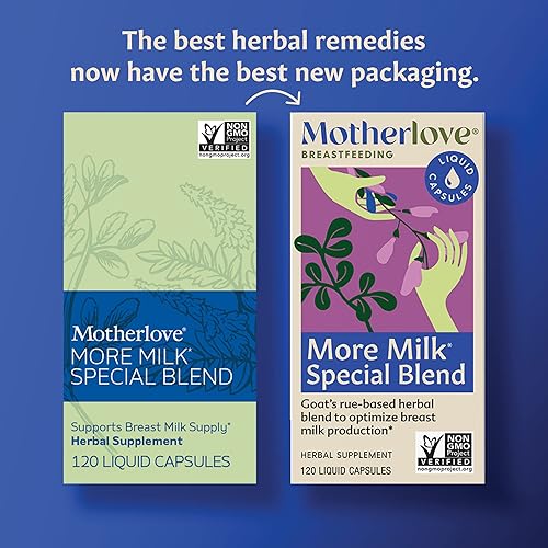 Motherlove More Milk Special Blend 120 Liquid caps Herbal Lactation Supplement w Goat’s Rue to Build Breast Tissue & Optimize Breast Milk Supply—Non-GMO, Organic Herbs, Vegan, Kosher, Soy-Free