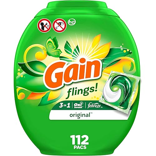Gain flings Laundry Detergent Soap Pacs, HE Compatible, 112 ct, Long Lasting Scent, Original Scent