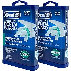Oral-B Nighttime Dental Guard – Less Than 3-Minutes for Custom Teeth Grinding Protection with Scope Mint Flavor – Made in an FDA Audited USA Facility 2 Pack