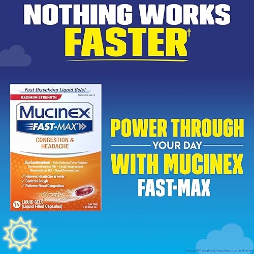 Mucinex Fast-Max Max Strength, Congestion & Headache Liquid Gels, 16ct