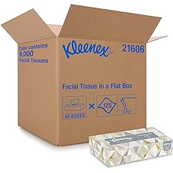 Kleenex® Professional Facial Tissue for Business 21606, Flat Tissue Boxes, 48 Boxes Case, 125 Tissues Box, 6,000 Tissues Case