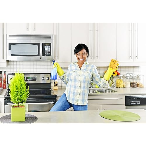 Soft Scrub Yellow Reusable Latex Household Glove Medium 2 Pair