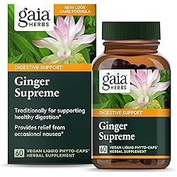 Gaia Herbs Ginger Supreme - Supports Healthy Digestion and Relieves Occasional Nausea - with Organic Ginger Root and Turmeric Root - 60 Vegan Liquid Phyto-Capsules 60-Day Supply