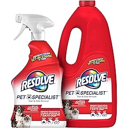 Resolve Pet Specialist Carpet Cleaner, Stain Remover and Odor eliminator trigger and refill, Floor and Upholstery Cleaner, 92 fl oz 32fl oz trigger and 60 fl oz refill bottle