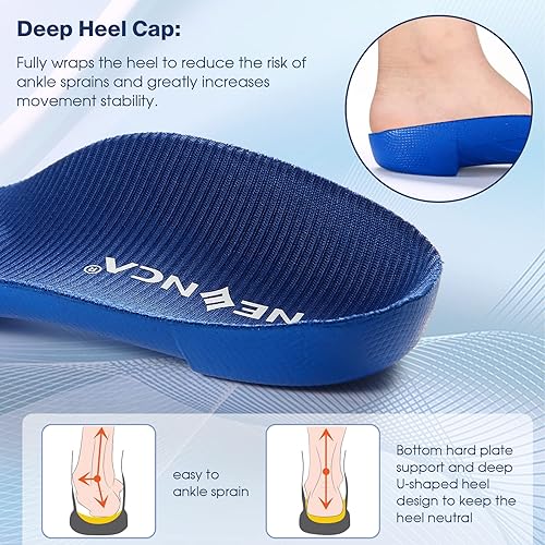 NEENCA Professional Arch Support 34 Orthotics Insoles with Metatarsal Pad for Plantar Fasciitis Flat Feet Shoe Inserts Relieve Foot Pain and Overpronation Men Women