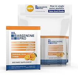 L-arginine Pro Supplement ON-The-GO Single Serve Travel Packets - 5,500mg of L-arginine Plus 1,100mg L-Citrulline 30 Single Packs