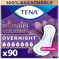 Tena Intimates Overnight Absorbency IncontinenceBladder Control Pad with Lie Down Protection, 90 ct