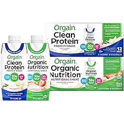 Orgain Bundle - Vanilla and Strawberry Protein Shakes - 12 Count Each, Ready to Drink, Made without Gluten and Soy, Non-GMO