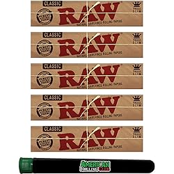 RAW Classic Rolling Papers King Size Slim 5 Pack with American Rolling Club Tube
