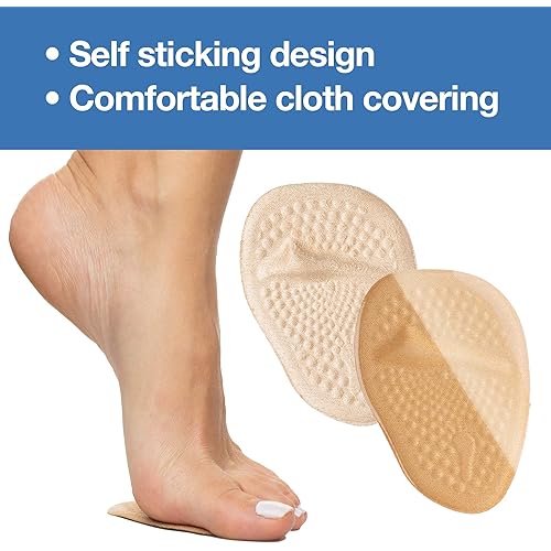 ZenToes Ball of Foot Cushions Pack of 4 Fabric Covered Gel Inserts for High Heels | Metatarsal Pads | Adhesive Shoe Insoles to Relieve Forefoot Pain