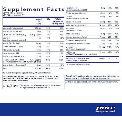 Pure Encapsulations PreNatal Nutrients | Multivitamin Supplement to Support Pregnancy, Lactation, and MaternalFetal Well-Being | 120 Capsules