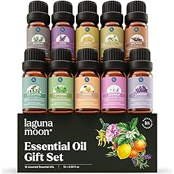 Essential Oils Set - Top 10 Organic Therapeutic-Grade Gift Set Blends for Fragrance, Diffusers, Humidifiers, Aromatherapy, Massages, Office, Soap Scents, Candle Making, Slime - Skin & Hair 10mL