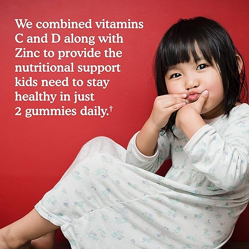 Garden of Life Kids Immune Support Gummies with Vitamin C, D as D3 & Zinc for 3-in-1 Daily Children’s Immunity – Organic, Non-GMO, Gluten-Free, Vegetarian, Sugar Free, Cherry Flavor, 30 Day Supply