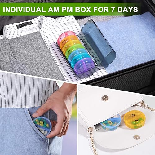 Weekly Pill Organizer 7 Day 2 Times a Day, Sukuos Large Daily Pill Cases for PillsVitaminFish OilSupplements Black Box