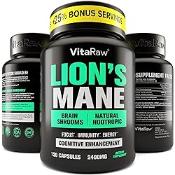 Lions Mane Mushroom Capsules - Powerful Nootropic - Brain Booster Memory & Energy Pills - Nootropics Brain Support Lion's Mane for Focus & Clarity