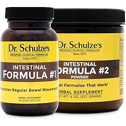Dr. Schulze’s | Colon Cleanse Detox | Intestinal Formula #1 & #2 Combo | Dietary Supplement | Natural Constipation Relief | Remove Excess Waste & Build-Up | Herbal Tablets & Powder | 90 Count8 Oz Jar