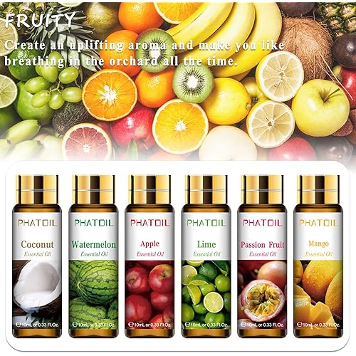 PHATOIL 15 x 5ml Pure Essential Oil Set and 9 x 10ml Fruity Essential Oil Gift Set for Diffusers for Home