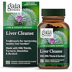 Gaia Herbs Liver Cleanse - Liver Health Support Herbal Supplement with Milk Thistle, Burdock, Turmeric, Dandelion, and More - 60 Vegan Liquid Phyto-Caps 30 Servings