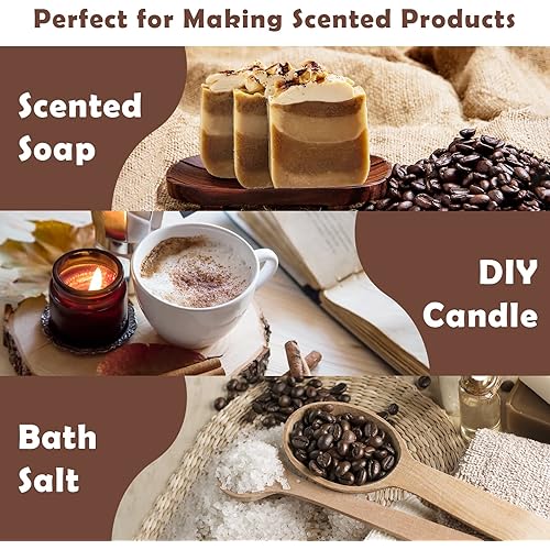 Bakery and Coffee Shop Fragrance Oils, Holamay Scented Oils Set for Soap & Candle Making Scents 10 Packs of 5ml, Aromatherapy Essential Oils for Diffuser - Creamy Vanilla, Gingerbread, Espresso