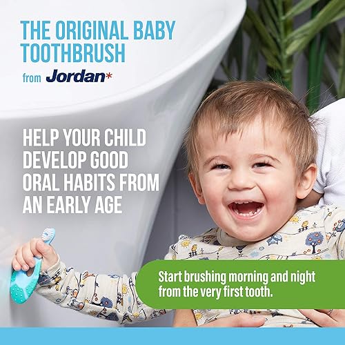 Jordan Step 1 Baby Toothbrush, 0-2 Years, Soft Bristles, BPA Free 2 Pack Colors May Vary