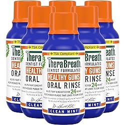 TheraBreath Healthy Gums Periodontist Formulated 24-Hour Oral Rinse, Clean Mint, 3 Ounce Pack of 6