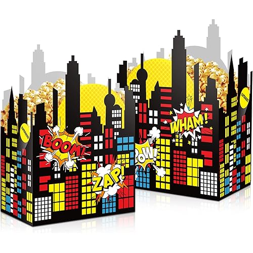 24 Pieces Party Favor Box Colorful Theme Candy Treat Boxes Cardboard Goodies Present Cookies Boxes for Kids Birthday Baby Shower Parties Carnival Decorations Supplies, 6.1 x 2.4 x 4.3 Inches
