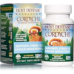 Host Defense, CordyChi Capsules, Helps Reduce Stress and Fatigue, Mushroom Supplement with Cordyceps and Reishi, Vegan, Organic, 30 Capsules 15 Servings