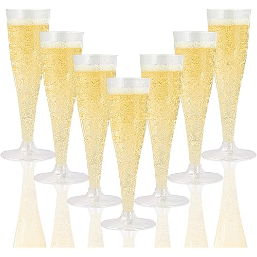 100 Pack Plastic Champagne Flutes Disposable 4.5 Oz Clear Plastic Champagne Glasses Perfect for Wedding and Shower Party