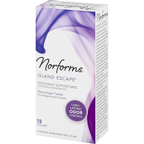 Norforms Feminine Deodorant Suppositories | Long Lasting Odor Control | Island Escape | 12 Count | Pack of 3
