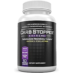 Carb Stopper Extreme: Maximum Strength, Natural Carbohydrate and Starch Neutralizer | Keto Diet Cheat Supplement to Intercept Carbs with White Kidney Bean Extract, 60 Caps
