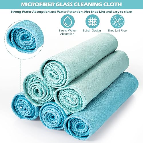 24 Pieces Microfiber Glass Cleaning Cloths Reusable Microfiber Cloth for Glasses Lint Cloths for Windows Windshields Mirrors Stainless Steel Product,12 x 16 Inches