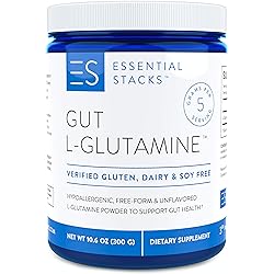 Essential Stacks Gut L-Glutamine Powder - Gluten, Dairy & Soy Free - Made in USA - Pure L Glutamine Powder for Leaky Gut, Bloating & Gut Health - Non-GMO & Vegan Glutamine Supplement
