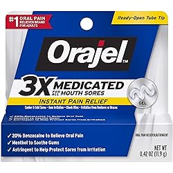 Orajel 3X for Mouth Sores: Maximum Strength Gel Tube 0.42oz- from #1 Oral Pain Relief Brand- Orajel for Instant Pain Relief