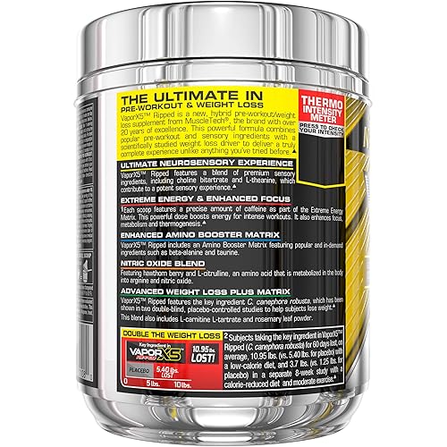 Pre Workout Weight Loss | MuscleTech Vapor X5 Ripped | Pre Workout Powder for Men & Women | PreWorkout Energy Powder Drink Mix | Sports Nutrition Pre-Workout Products | Strawberry Limeade 30 Serv.