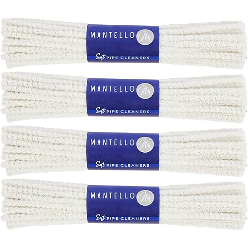 Mantello Soft Bristle Pipe Cleaners - 4 Bundles, 176 Count - 100% Cotton Steel Wire - Glass Metal Ceramic Pipe Cleaner - Wrap Cable - Wire Management - Crafts Projects