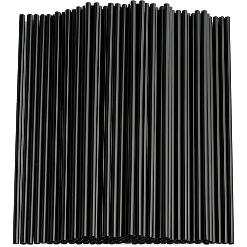 Black Straws,100 Pcs Long Disposable Plastic Drinking Straws. 0.23''diameter and 10.2"long-Black