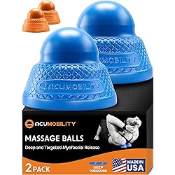 Acumobility Deep Flat-Base Trigger Point Ball 2 Pack - Chiropractor Designed Foot Massage Ball Roller - Physical Therapy Ball & Lacrosse Balls for Athletes, Made in USA
