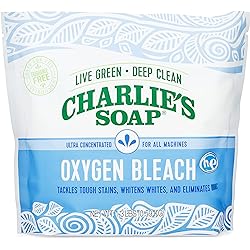 Charlie's Soap Oxygen Powered Bleach Powder, Color Bleach For Clothes, Safe Bleach for White Clothes, An Unscented Fragrance Free Non Chlorine Bleach 1.3 lbs 0.59 kg