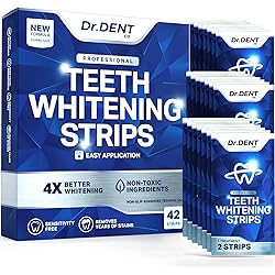 DrDent Professional Teeth Whitening Strips 21 Treatments - Safe for Enamel - Non Sensitive Teeth Whitening - Whitening Without Any Harm - Pack of 42 Strips Mouth Opener Included