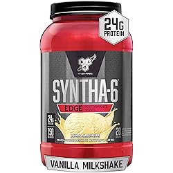 BSN SYNTHA-6 Edge Protein Powder, Vanilla Protein Powder with Hydrolyzed Whey, Micellar Casein, Milk Protein Isolate, Low Sugar, 24g Protein, Vanilla Milkshake, 28 Servings