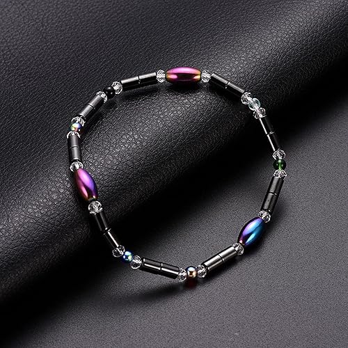 2Pcs Magnetic Therapy Anklet Weight Loss Hematite Bracelet for Women Men Pain Anxiety Relief for Arthritis and Carpal Tunnel