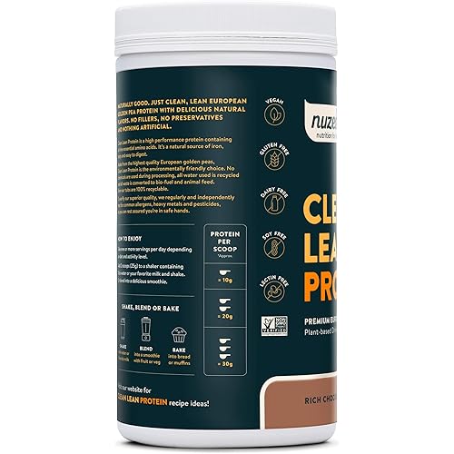 Rich Chocolate Clean Lean Protein by Nuzest - Premium Vegan Protein Powder, Plant Based Protein Powder, Dairy Free, Gluten Free, GMO Free, Naturally Sweetened, 40 Servings, 2.2 lb