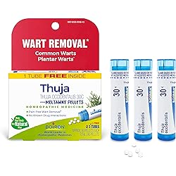 Boiron Thuja Occidentalis 30C Wart Removal Homeopathic Medicine for Painless Removal of Warts from Plantar Feet, Hands, and Other Bodily Warts - 3 Count 240 Pellets