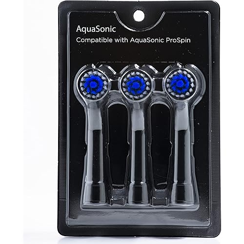 AquaSonic ProSpin 3-Pack Replacement Brush Heads - Only Compatible with Aquasonic Prospin